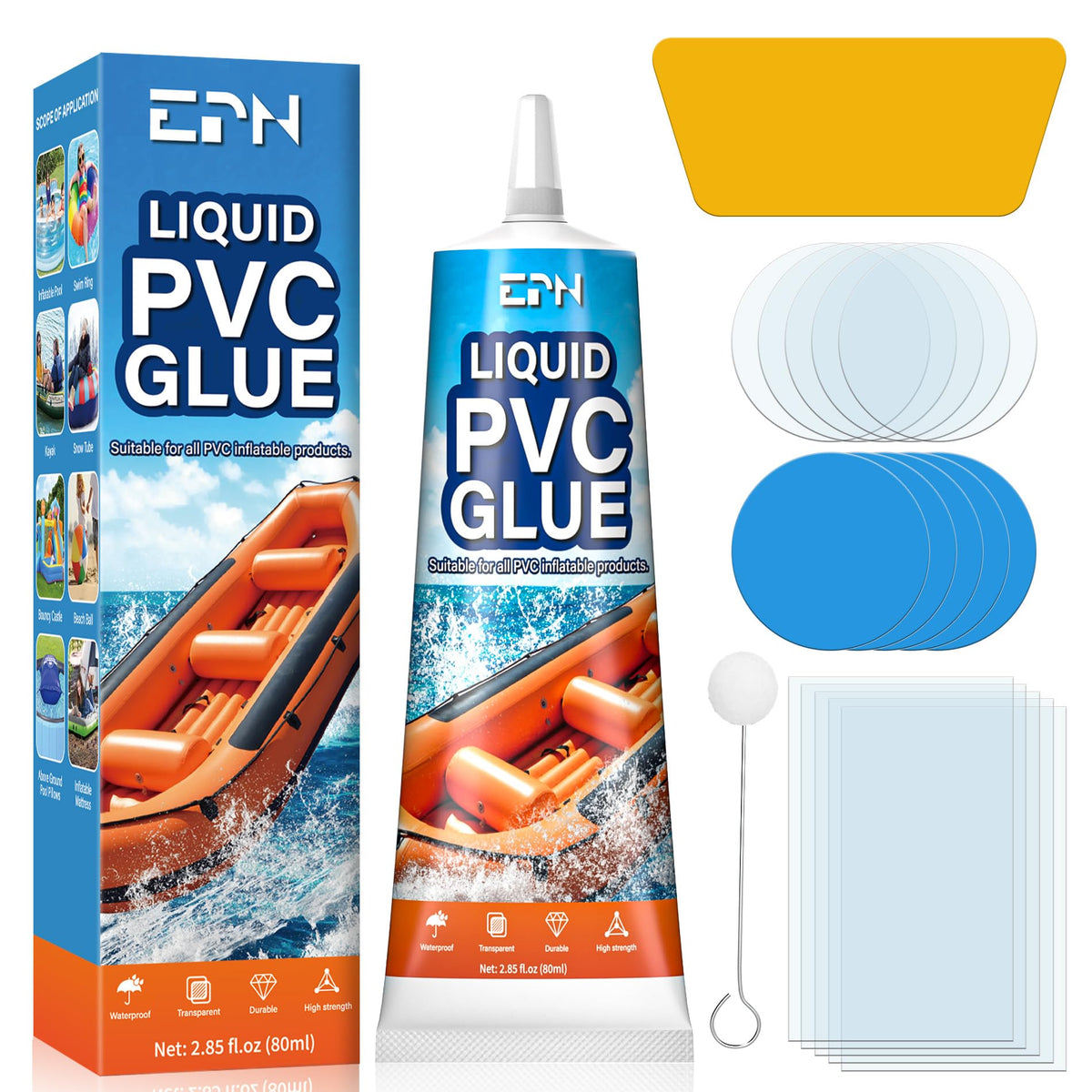 EPN Air Mattress Patch Kit, Waterproof Vinyl Pool Liner Repair Kit, 80 mL