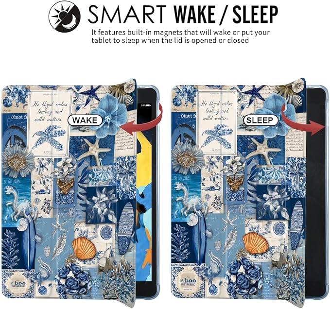 JOYLAND Blue Turtle for iPad Air 11 Inch M3(2025)/M2 (2024)Air 5th/4th Generation Case 2022/2020 10.9 Inch with Pencil Holder-Trifold Stand Protective Cover with Soft TPU BackBlack