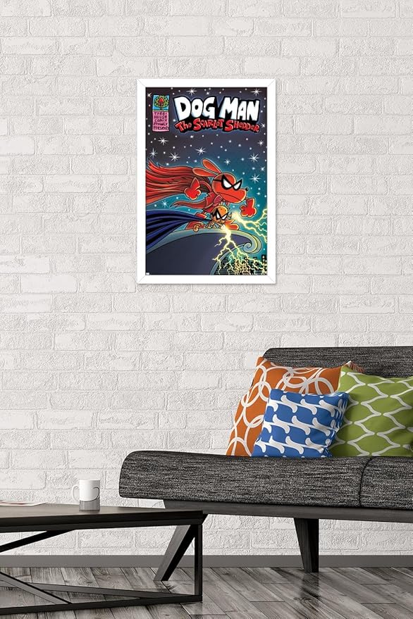 Dog Man - The Scarlet Shedder Wall Poster, 22.4L" x 14.7W", White Framed Version