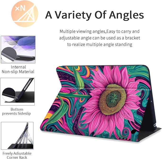 DEGDFSGR for Amazon Fire HD 10 Tablet 10 Plus Tablet Case (13th/11th Generation 2023/2021 Release) with Adjustable StandAuto Sleep/Wake for Kindle Fire 10 Case 10.1 inchAmerican Flag Sunflower Cross