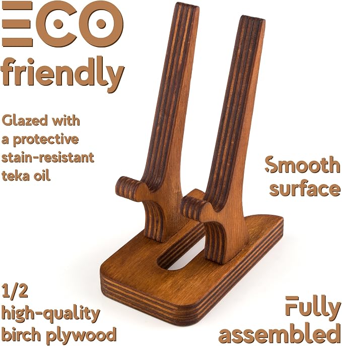 Rostmary Wooden Cell Phone Holder Tablet Stand for Desktop – Ideal for iPhone iPad Samsung Tablet PCs eReaders Artwork Make-up Mirror Photo Frame Stand – Lightweight Docking Station