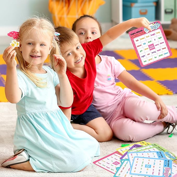 Fancy Land Sight Word Bingo Game Kids Adults Dolch's & Fry's Words Lists Bingo Set for Pre-k to 3rd Grade Educational Games Home Classroom Activities Supplies