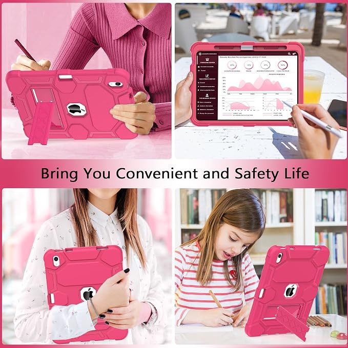 Case for iPad 11 11th Gen (A16) 2025 &amp 10th Gen 2022 10.9 Purple+Green | Kickstand | With Pencil Holder | Drop-Proof Silicone+Hard Shell | Raised Edge Protects Screen&ampCamera | Heavy Duty Pr