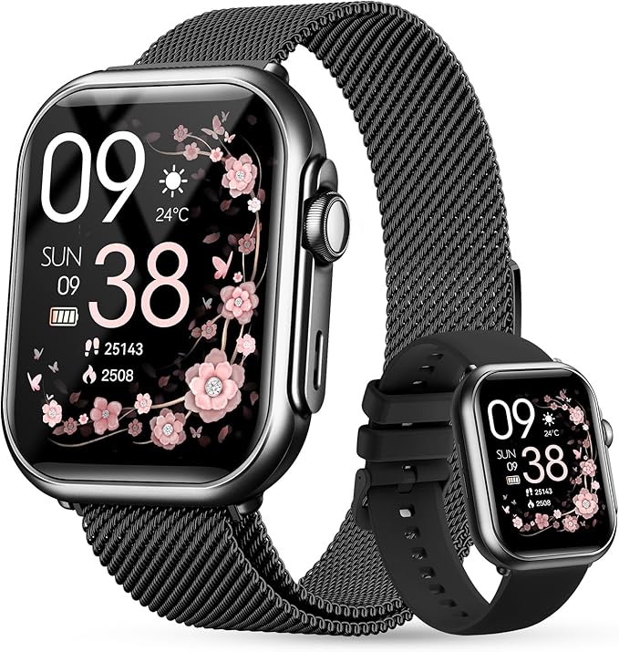 Smart Watch for Women Men Fitness: 1.85" Smart Watch with 30 Days+ Battery Life Make/Recive Call Heart Rate SpO2 Sleep Monitor 120+ Sport IP68 Waterproof Fitness Tracker Watch for iPhone Android Black