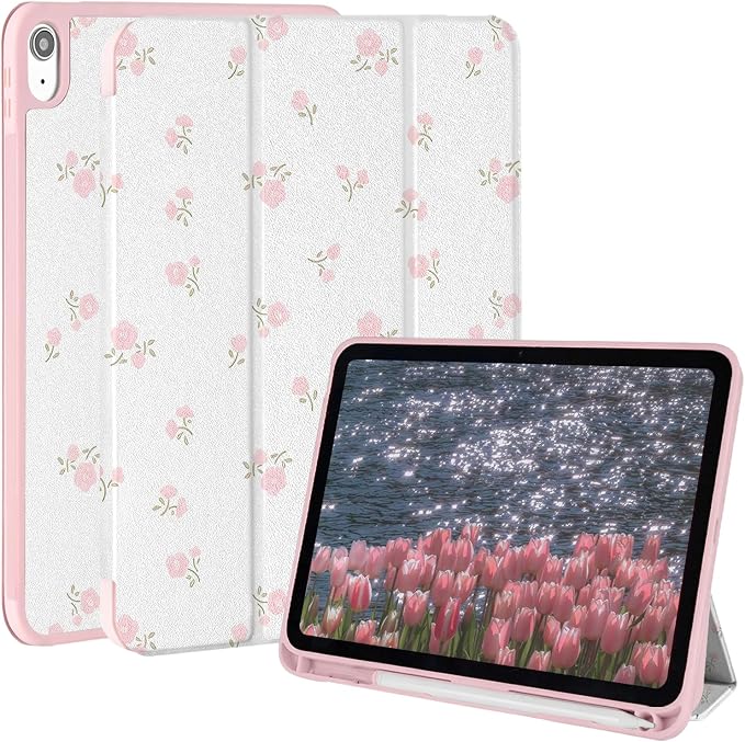 Case for iPad 9th/ 8th/ 7th Generation Case 10.2&amp10.5 Inch (2021/2020/2019 Release) Slim Lightweight Soft Trifold Back Cover with Pencil Holder &amp Auto Sleep/Wake CoverBeige Checkered
