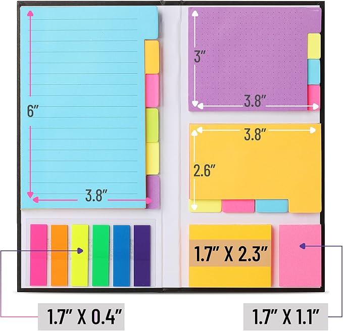 Mr. Pen- Sticky Note Set, 2 Sets, 820 pcs, Vibrant Colors, Sticky Notes Tabs, Divider Sticky Notes, Office Supplies, Stocky Notes for Bible Journaling