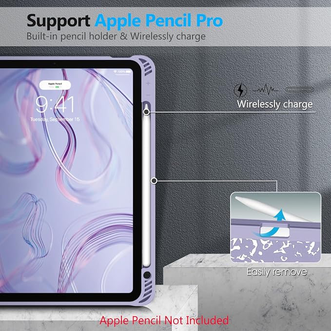 Fintie Slim Case for iPad Air 11-inch &amp iPad Air 5th/4th Generation 10.9 in | Tri-Fold Stand Flexible Soft TPU Back Cover Shockproof Protection Pencil Holder Scratch-Resistant Composition Lil