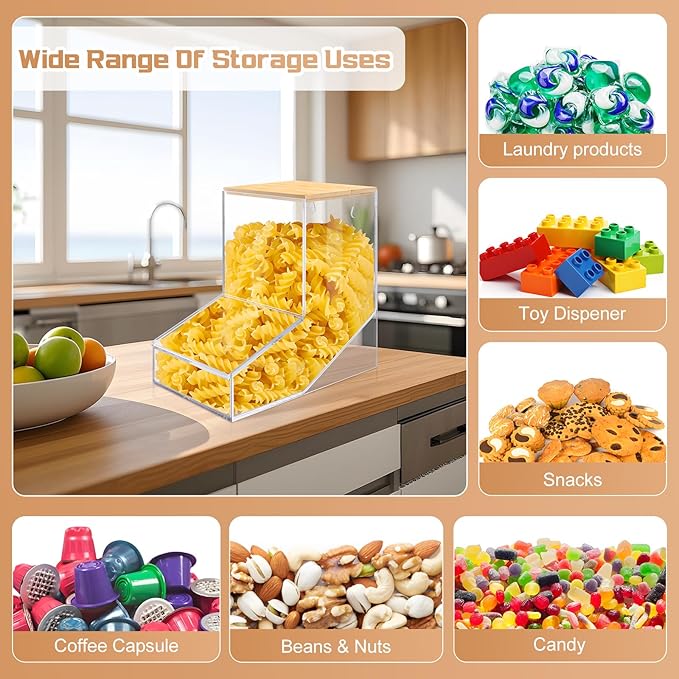 JYPS Laundry Box,Acrylic Dishwasher Pod Holder with 2 Lids,Powder Dispenser,Drying Balls,Beads,Soap Organizer for Room Table/Wall Mounted,Snack Candy Storage (1pcs-bigger)