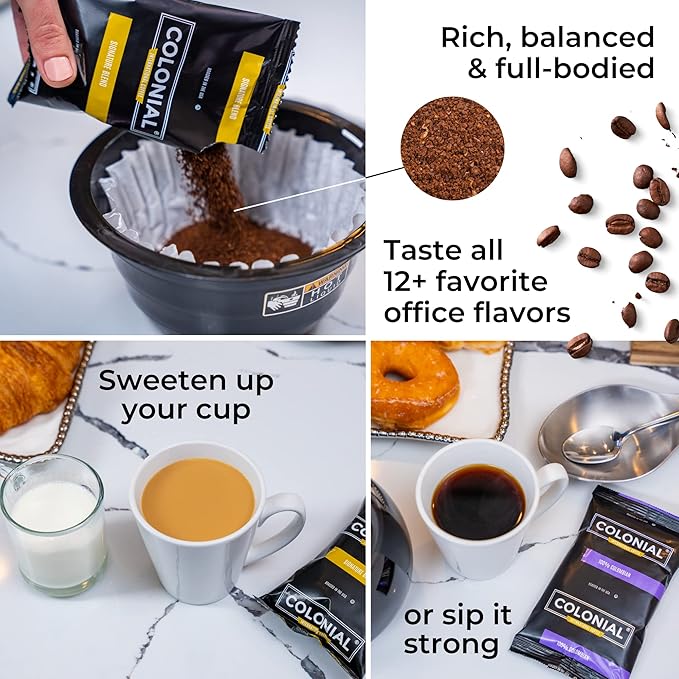 Colonial Coffee High Caffeine Med-Dark Roast Packets, 2.5oz, 100 Ct