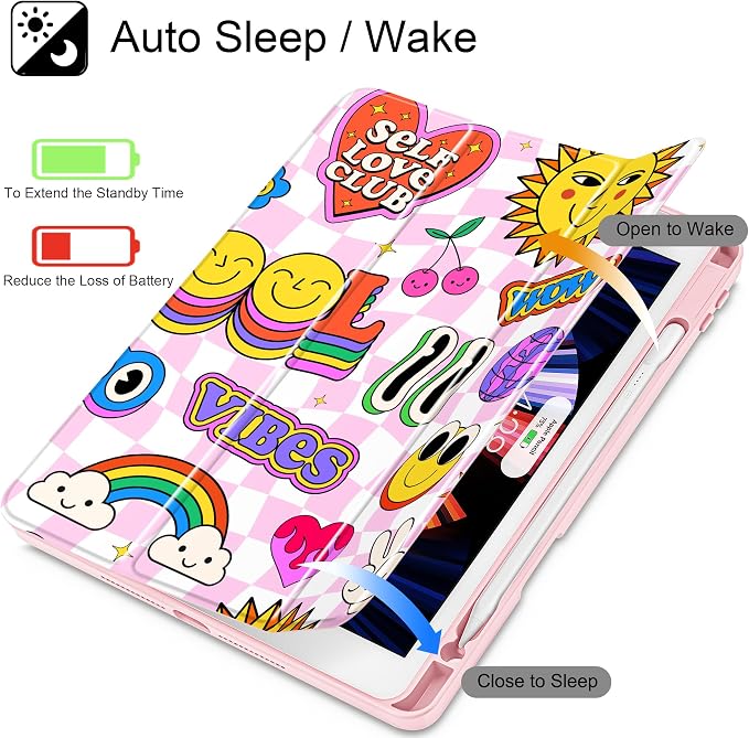 May Chen for iPad 9th Generation with Pencil Holder iPad 8th/7th Gen Case 10.2-inch [Penceil Holder] Trifold Stand Auto Wake/Sleep Clear TPU Protection Back Cover Ballet Shoes