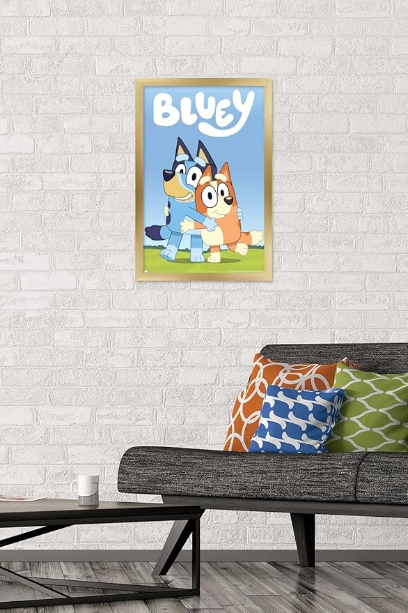 Bluey - Hug Wall Poster, 22.4L" x 14.7W", Gold Framed Version