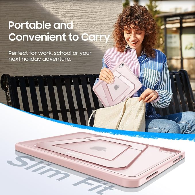 Fintie Shockproof Case for iPad (A16) 11th Gen 11-in iPad 10th Gen 10.9 | Slim Frosted Hard Back Cover Multi-Angle Viewing Built-in Kickstand &amp Pencil Holder Anti-Scratch Black