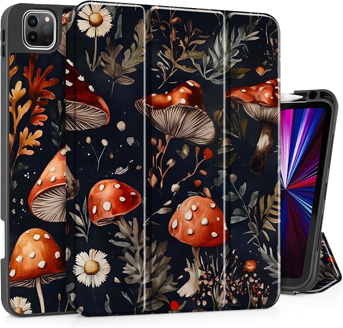 May Chen Case for iPad Pro 11 inch (4th 3rd 2nd &amp 1st Gen) 2022 2021 2020 2018 Trifold Stand + Pencil Holder + Auto Wake/Sleep + Soft TPU Protective Stand Back Cover Abstract Floral