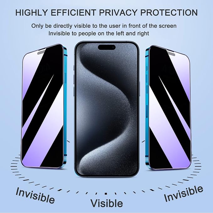 2 Pack Compatible with iPhone 12 Pro Max Privacy Screen Protector Anti-Spy Anti-Blue Light Eye Protection Tempered Glass Film Scratch Resistant Full Coverage Case Friendly
