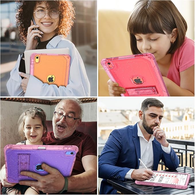ZoneFoker Case for iPad 11-inch (A16) 2025 / iPad 10th Gen 10.9 inch 2022 Heavy Duty Shockproof Rugged Protective with Pencil Holder 11th / 10th Translucent Cover with Kickstand
