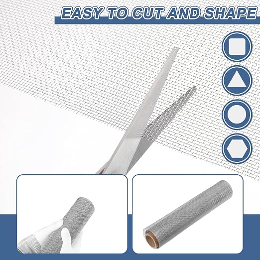 uxcell 16 Mesh 79" x 12" Woven Wire Mesh, 304 Stainless Steel Air Vent Filter