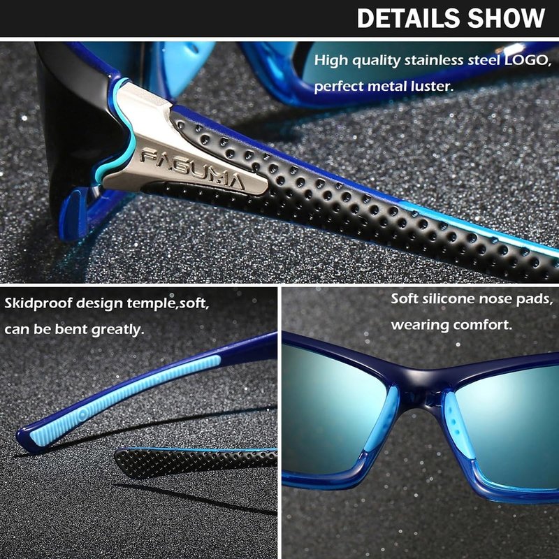 FAGUMA Sports Polarized Sunglasses For Men Cycling Driving Fishing UV400 Protection