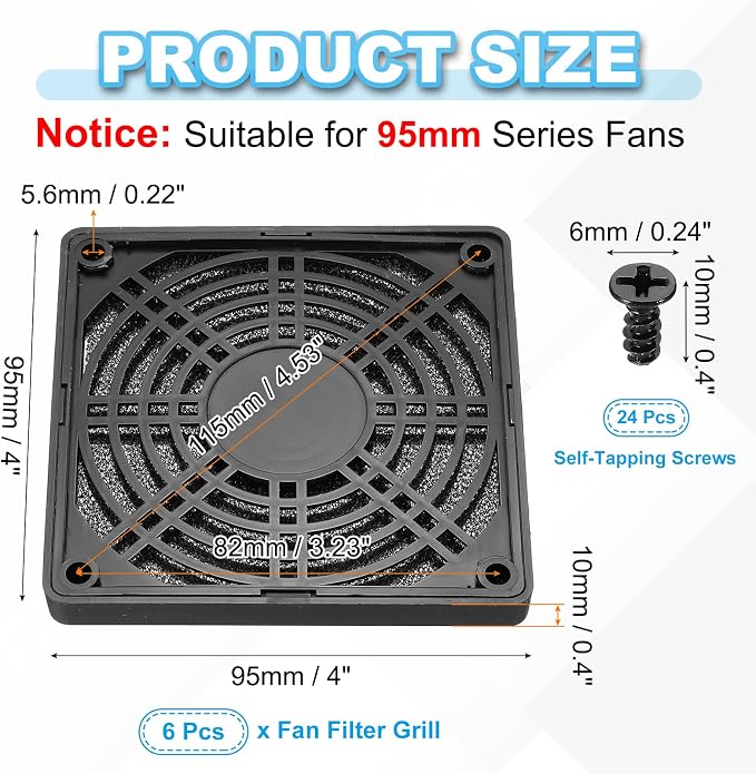 PATIKIL 90mm Fan Filter Grill