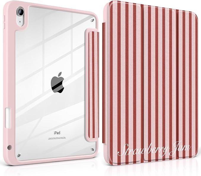Case for iPad (A16) 11th Generation 11 inch 2025 /iPad 10th Gen 10.9 2022 - Aesthetic Cute Preppy Design Trifold Cover with Soft TPU Bumper Clear Back Auto Sleep/Wake Waves