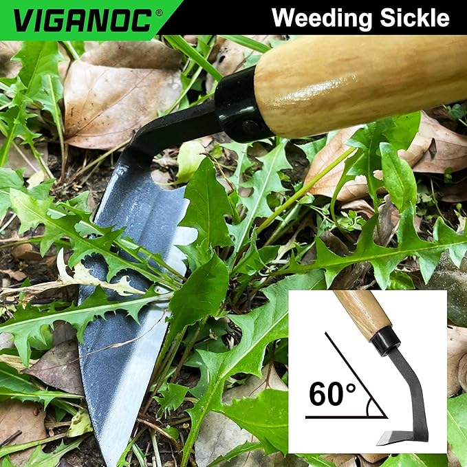 Japanese Wide Blade Garden Tool - Premium Quality Hand Hoes/Weeding Sickle is Very Sharp for Quick Work
