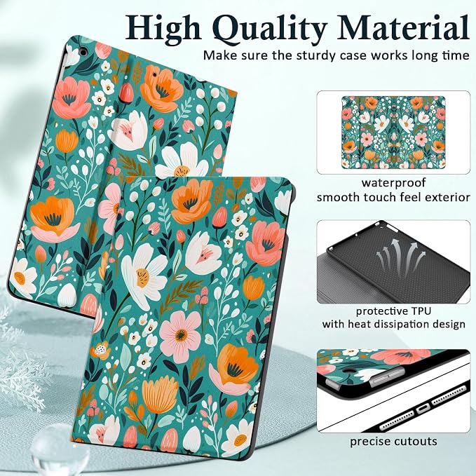 Case for iPad 9th/8th/7th Generation 2021/2020/2019 10.2 inch with Pencil Holder/Multi-Angle Stand Folio Auto Wake/Sleep Cover for iPad 9 8 7 Gen 10.2 (Notebook Black)