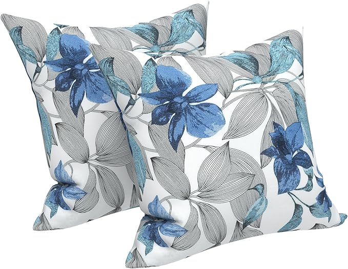 LVTXIII Outdoor Throw Pillow Covers 20 x 20 Inch, Covers ONLY Modern Cute Pattern Decorative Square Toss Pillow Case Pack of 2 for Home Patio Garden Sofa Bed Furniture, Clemens Noir Blue