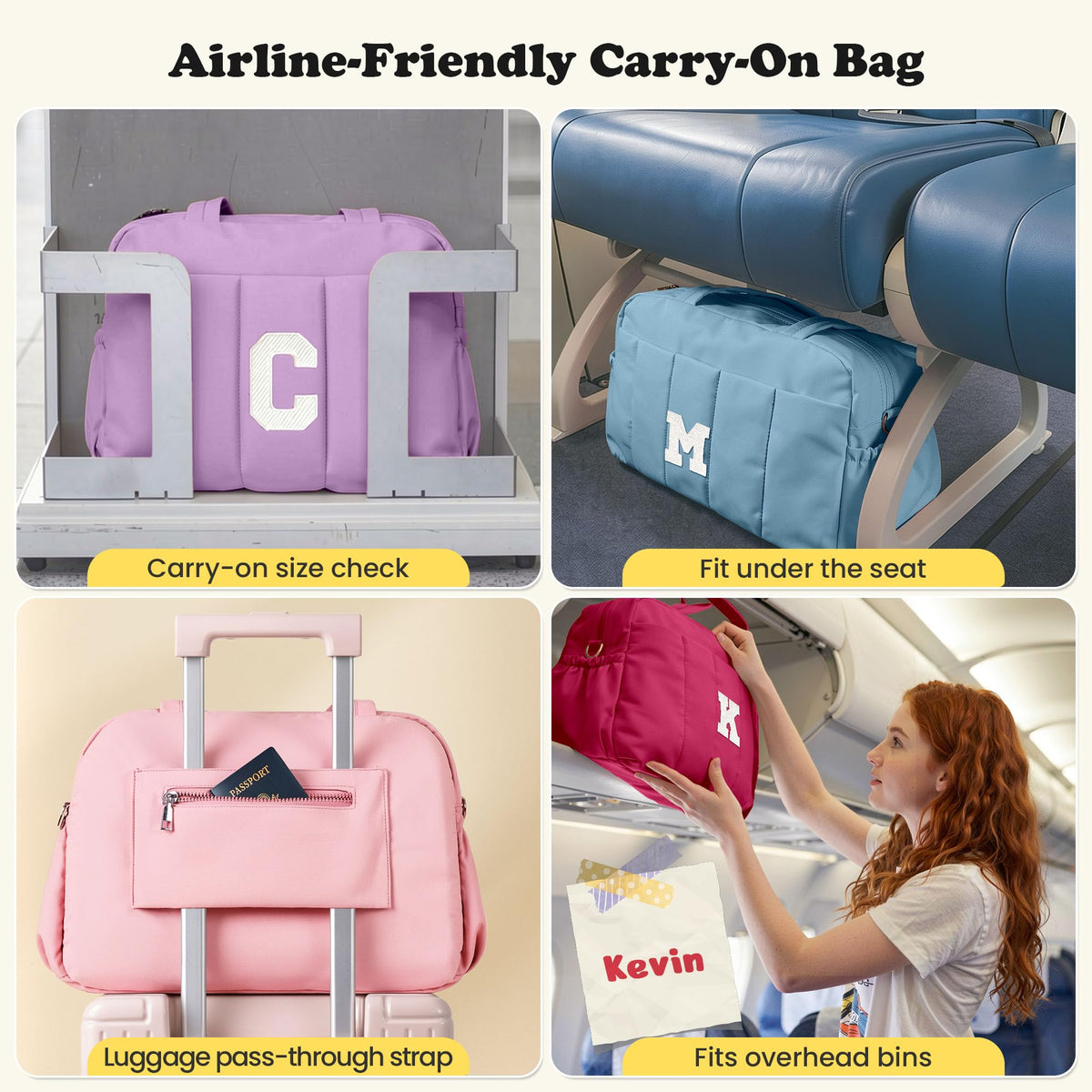 Vogewood Duffle Bag for Travel, Weekender Bags for Women-Gifts for Women Birthday, Initial Overnight Bag with Wet Pocket-Travel Bags with Makeup Pouch-Birthday Gifts for Kid/Girl/Teen-Dance Bags