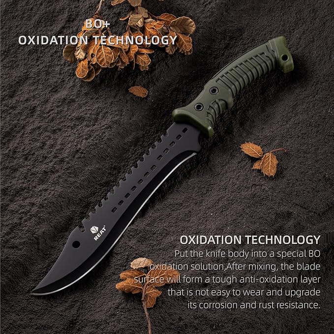 REAT Machete Knife with Shaeth,15" Lightweight Garden Tools Knife,Ergonomic No-Slip Handle, Machetes for Bushcraft, Outdoor Hunting, Garden Cutting Trees and Yard Work