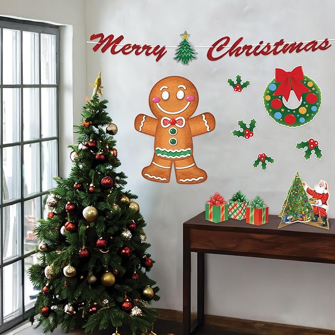 Beistle Jointed Gingerbread Man, 3’- Christmas Wall Decorations, Unique Gingerbread House Décor for Holiday Parties, Winter Wonderland Seasonal Accent for Homes and Classrooms
