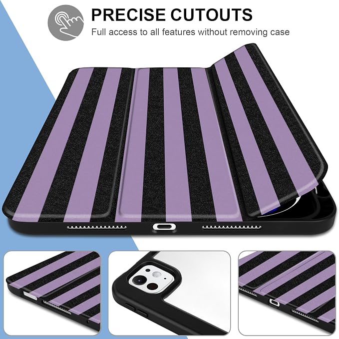 DONGKE for iPad Pro 11-Inch Case (M5 2025 / M4 2024) 6th/5th Generation [Auto Sleep/Wake &amp Pencil Pro Holder] Clear Acrylic Back Smart Trifold Stand Cover Bear &amp Cherry