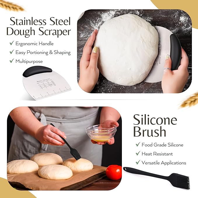 Wild Sky Co Sourdough Starter Kit For Beginners, Complete Bread Making Kit With Banneton Proofing Basket, Silicone Sourdough Baking Supplies, Beginner Sourdough Starter Kit, Sourdough Kit