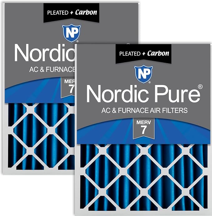 Nordic Pure 20x20x4 Pleated Air Filters MERV 7 Plus Carbon 2 Pack