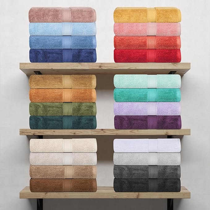 Superior Egyptian Cotton Pile Bath Towels, Ultra Soft Luxury Towel, Thick Plush Essentials, Absorbent Heavyweight, Guest Bath, Hotel, Resort, Spa, Pool, Bathroom, Shower Basics, Set of 2, Muted Mauve