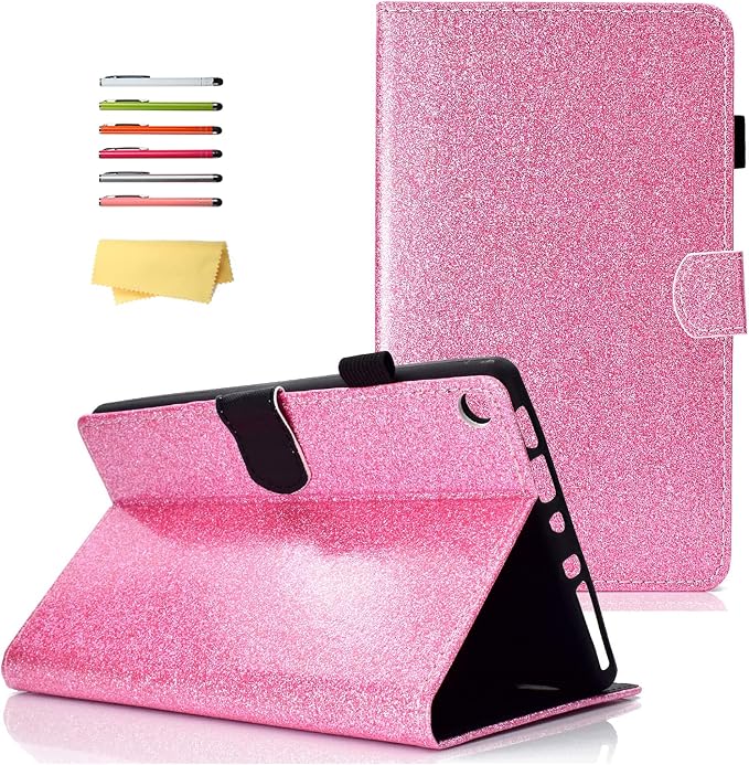 Fire HD 8 Case Slim Folding Stand Auto Wake/Sleep Wallet Case with Cards/Cash Holder for Amazon Fire HD 8(8th/7th/6th Gen 2018/2017/2016 Release)-Black