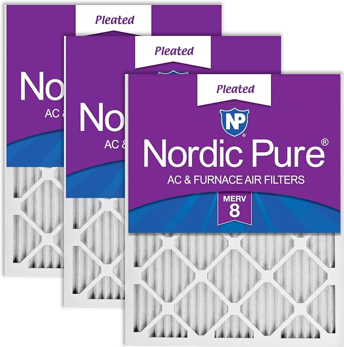 Nordic Pure 16x25x1 Pleated MERV 8 Air Filters 3 Pack