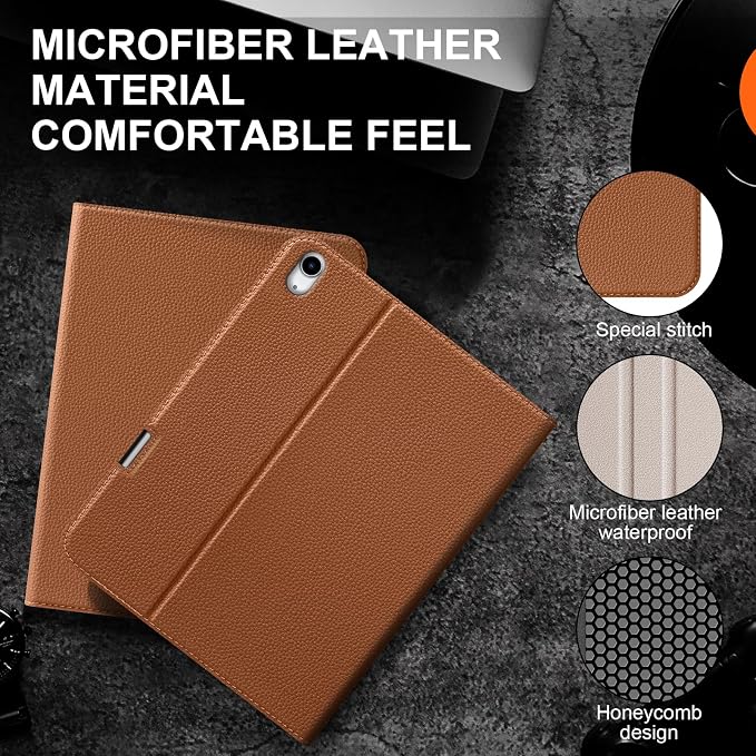 Leather Case for iPad Air 13 Inch M4/M3/M2 (2026/2025/2024) | Leather Protective Shockproof Smart CoverApple Pencil HolderAdjustable Stand - Auto Wake/SleepMultiple View AnglesBlack