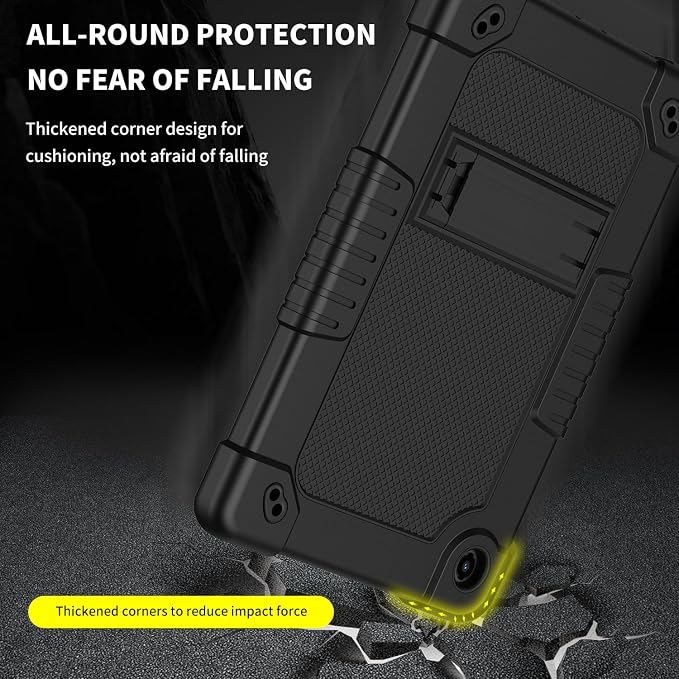 for T-Mobile Revvl Tab 2 Tablet Case with Tempered Glass Screen Protector Revvl Tab 2 Heavy Duty Shockproof Protective Case Stand Shoulder Strap for T-Mobile Revvl Tab 2 (Black&amp2Pcs)