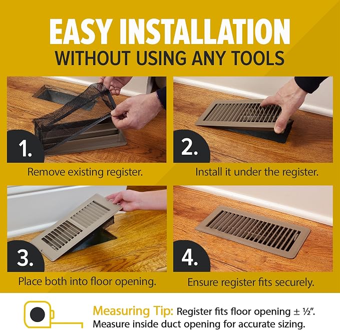 HAAK - Floor Vent Cover Trap, Durable Screen That Attaches Easily to Vent Covers