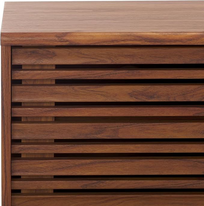 SAFAVIEH ESMA TV Stand for up to 65" Flatscreen – Walnut Brown, Sliding Doors with Interior Storage, Entertainment Media Console (MED9640A)