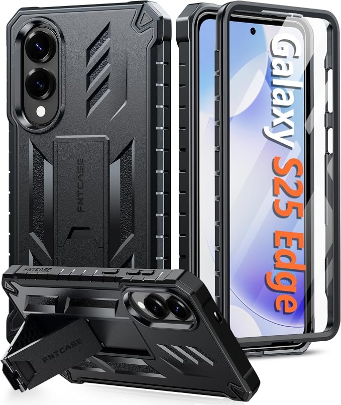 FNTCASE for 11 Pro XL Case Rugged Kickstand 2 Front Frames Black | Built-in Screen Protector 20FT Military-Grade Drop Protection Rugged Heavy Duty Shockproof Full Body Protective Cover