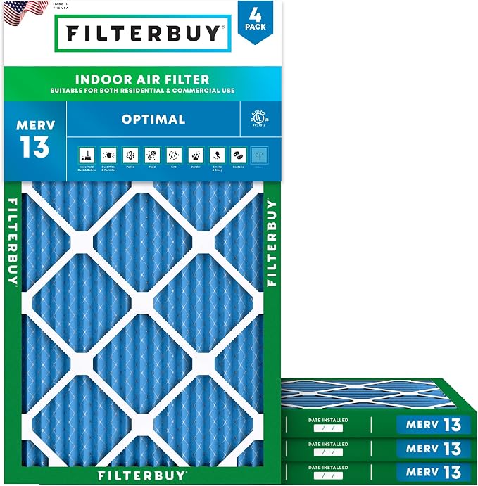 Filterbuy 16x36x1 Air Filter MERV 13 Optimal Smoke & Allergy Defense,