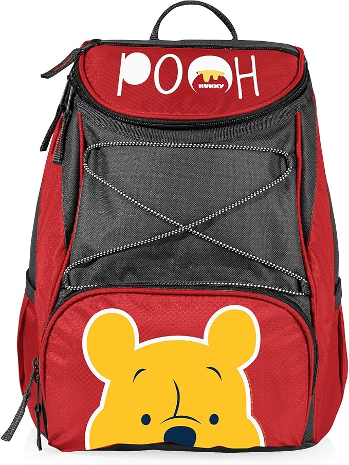 Picnic TIME Disney Winnie The Pooh Backpack Cooler, Insulated Leakproof Soft Cooler Backpack, Waterproof Lunch Bag, Portable Hiking Ice Chest for Beach, Picnic, Camping, Work & Travel (Red Gray)