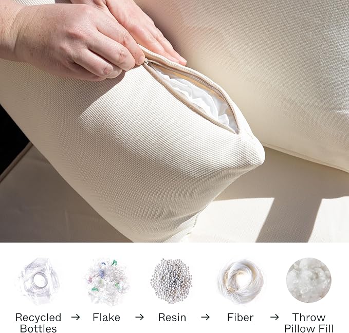 Outer Outdoor Throw Pillow with OuterWeave Performance Fabric, Decorative Outdoor Pillow for Patio & Outdoor Furniture, Includes Machine Washable Pillow Cover and Insert - Pacific Fog Gray, 18"x18"