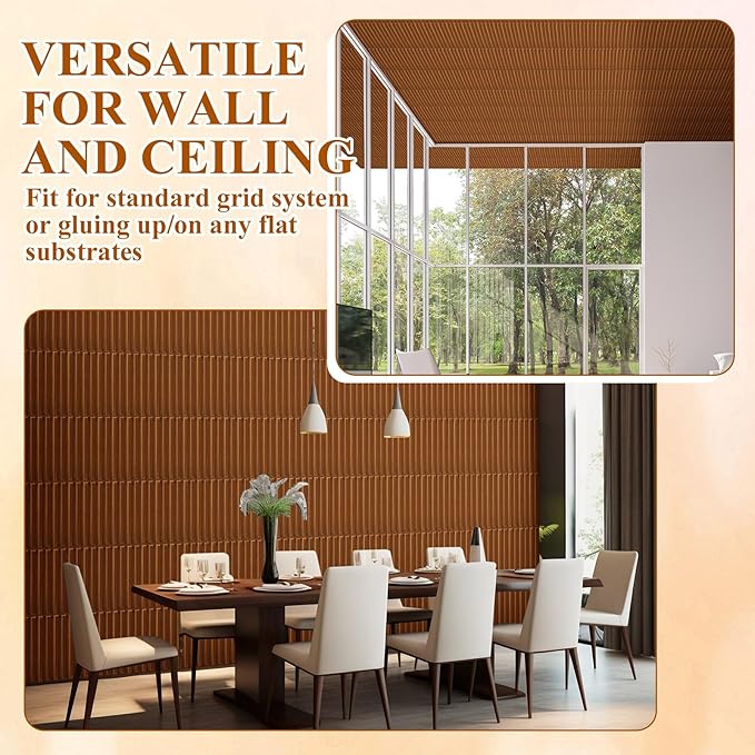Nuanchu 32 Pcs 3D Slat Wall Panels 12 x 12 Inch PVC Fluted Textured Panel