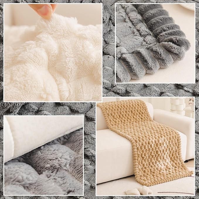 Couch Cover for Dogs Fuzzy Sofa Covers for Pet, Geometric Jacquard Coral Pet-Friendly Washable Non-Slip Sofas Slipcover Cushion Protector Pets Mat Dog Bed Mats