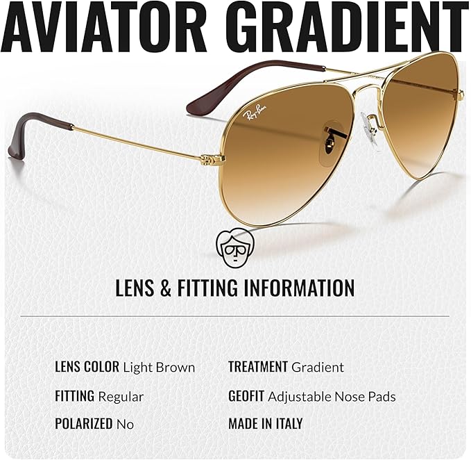 Ray-Ban RB3025 AVIATOR GRADIENT Pilot Shaped Sunglasses for Men & Women with Official RAYBAN Eyewear Kit