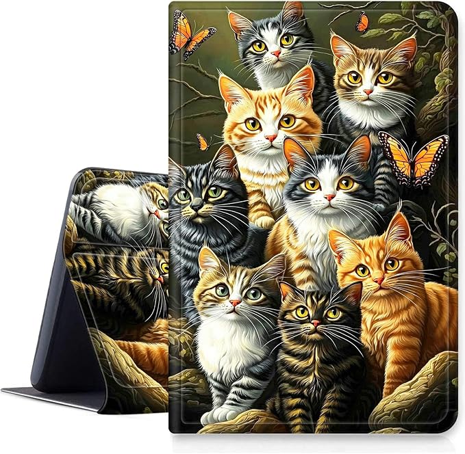 DIGTIALLL Case for Amazon Kindle Fire 7 Inch Tablet (9th/7th/5th Generation 2019/2017/2015 Release) PU Leather Smart Protective Cover with Auto Sleep/WakeBeach Palm Trees