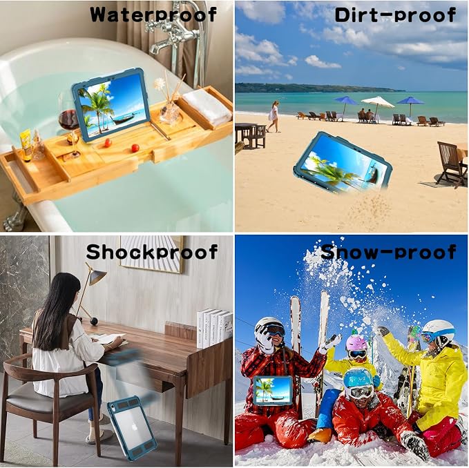 Shellbox Case for iPad Air 4th/5th Generation 2022-2020 Waterproof Dustproof Shockproof Case with 360° Full-Body ProtectionLanyard and Kickstand