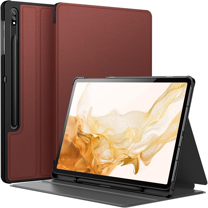 JETech Folio Case for Samsung Galaxy Tab S8 Plus/S7 FE/S7 Plus 12.4 Black | For 2022/2021/2020 Model Multi-Angle Stand Cover S Pen Holder Slim Protective Cover Auto Wake/Sleep