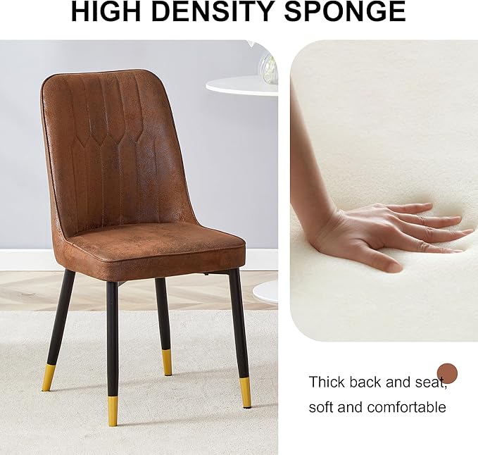 Dining Chairs Set of 4，Modern Dining Chairs, Equipped with Suede Nap Backrest Cushions and Metal Legs, Suitable for Restaurants, Kitchens, and Dining Room Chairs